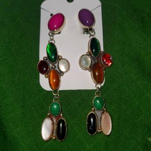 Gorgeous Wakai Stone Clip Earrings